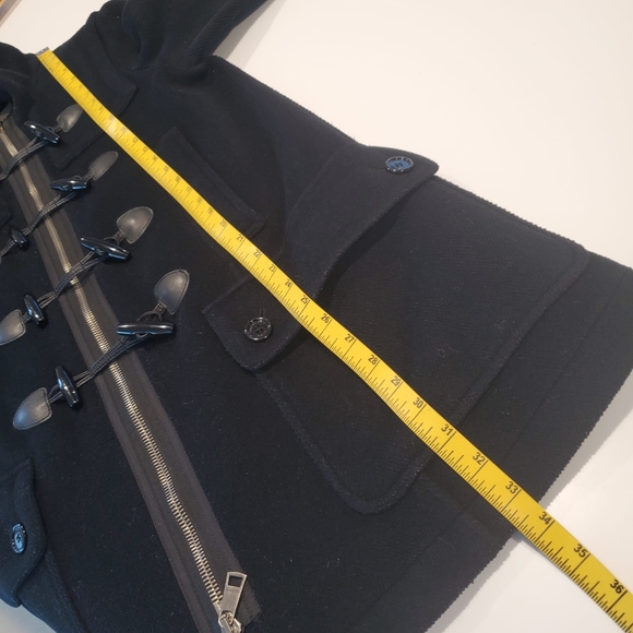 Burberry Burwood Black 100% Wool Duffle Toggle & Zip Hooded Coat - Picture 8 of 12